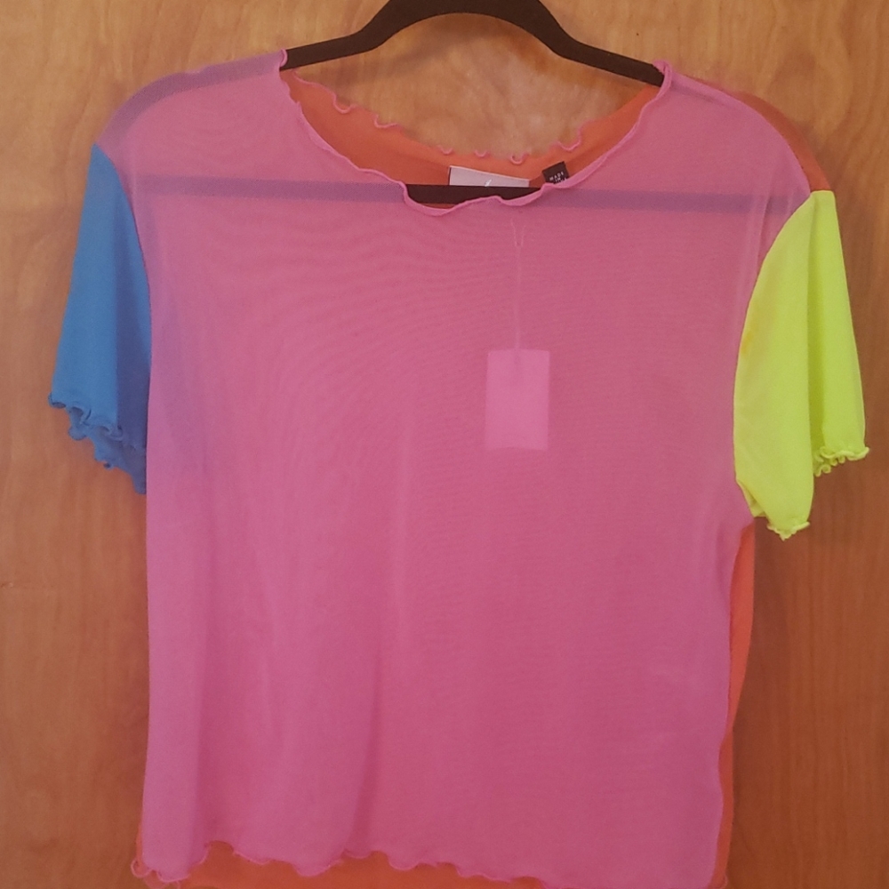Lazy Oaf • FLURO COLOR BLOCK MESH TEE